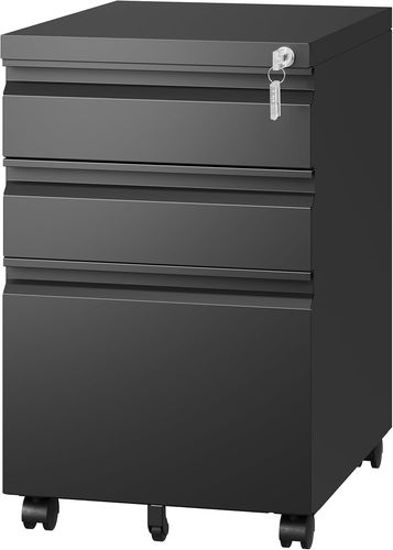 Letaya 3 Drawer Mobile File Cabinet Black
