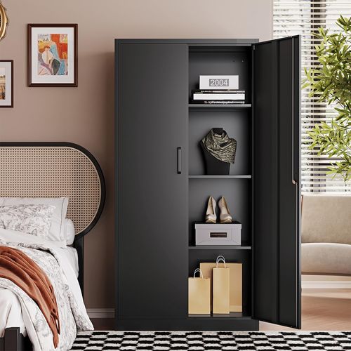 Letaya Metal Storage Cabinet 71 inch Black