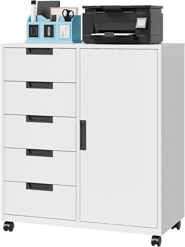 Letaya 5 Drawer Printer Stand Cabinet White