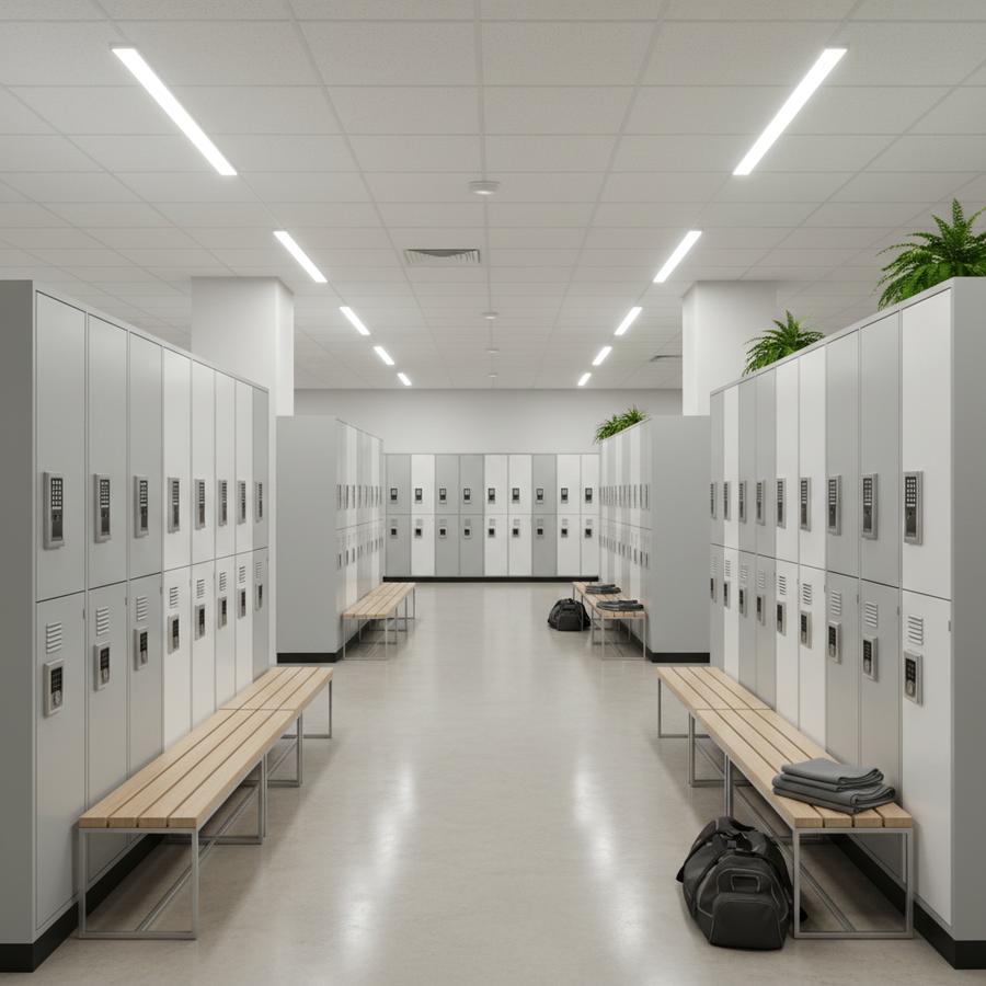 Letaya employee lockers in modern gym facility