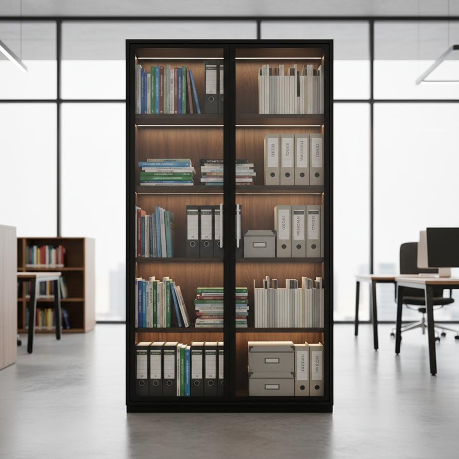 Letaya acrylic glass door cabinet in office library